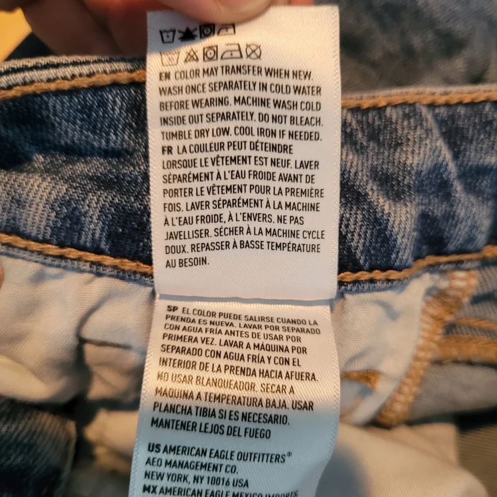 American Eagle Mom Short‎ Womens 0 Blue Denim High Rise Cuffed Stretch Beach